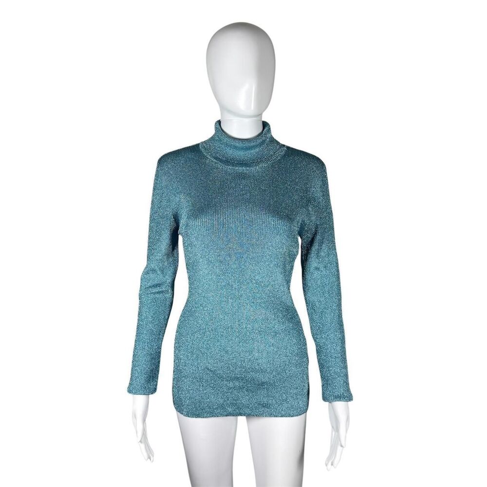 Gestuz Women's Rollneck Metallic Long Sleeve Sweater in Chromium